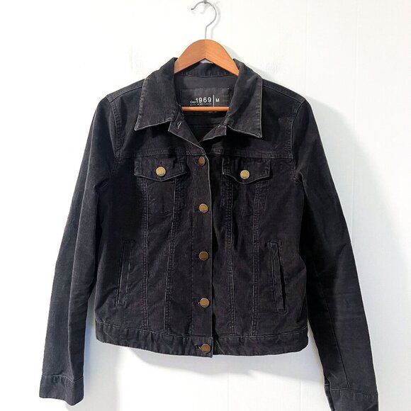 Gap 1969 Gray Distressed Corduroy Trucker Jacket Medium Flint Gray - Picture 4 of 9